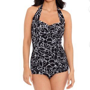 NWT Simply Slim Vintage Style One Piece Swimsuit, Large (12-14)